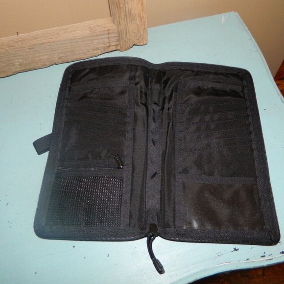 Vintage LL Bean Wallet Passport Travel Organizer Zip Around Large Blue Nylon 11" - Picture 2 of 3